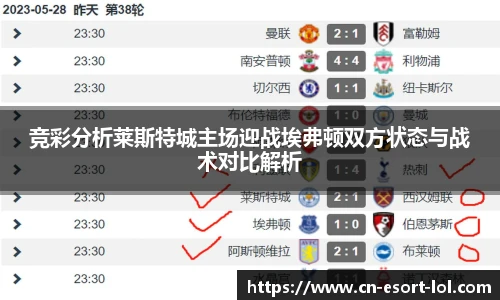 竞彩分析莱斯特城主场迎战埃弗顿双方状态与战术对比解析